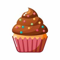 Scrumptious Chocolate Cupcake with Sprinkles vector