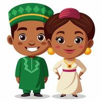 African couple in traditional clothes illustration vector