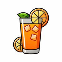 Refreshing Orange Juice with Ice Cubes and Slices vector