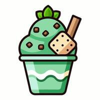 Mint Chocolate Chip Ice Cream with Cookie Crumble vector