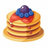 A Stack of Pancakes with Blueberries and Syrup vector