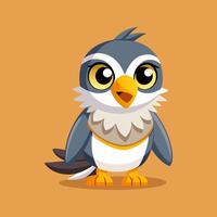 A cartoon bird with big eyes and a yellow beak vector