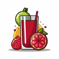 Refreshing Red Fruit Juice with Strawberry. Lime and Grapefruit vector