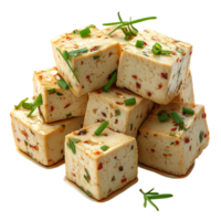 Spicy Tofu Cubes Recipe on transparent background png