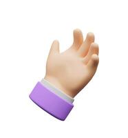3d holding hand. Three-dimensional illustration palm with fingers and thumb. Human gesture for communication. Icon design for media, application, shopping, marketing network. Add your product vector