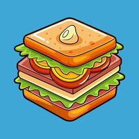 A sandwich with cheese, lettuce and tomato on top vector