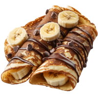 Chocolate Crepes with Bananas on transparent background png