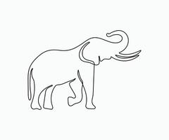 Elephant continuous one line drawing. vector