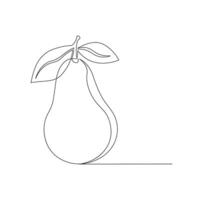 Pear in continuous line art drawing style. vector