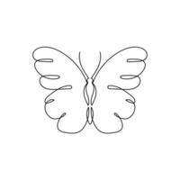 Butterfly in Continuous line art drawing, isolated on white background vector