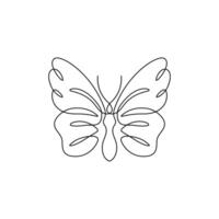 Butterfly animal in continuous line art drawing vector