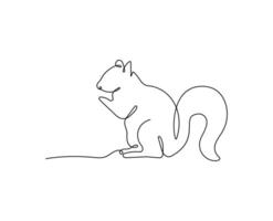 Squirrel continuous one line drawing. vector