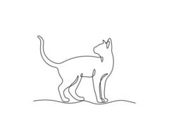 Cat continuous one line drawing. vector