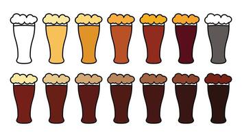 Beer Glass Illustration - Line and Filled Styles on Transparent Background vector