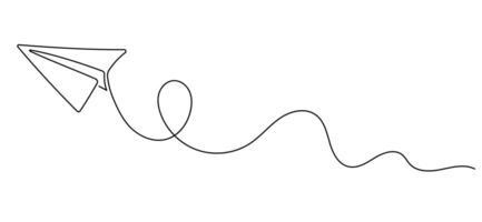 Airplane in one continuous line art isolated in white background vector