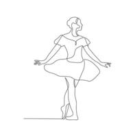 Beautiful ballet dancer in continuous line drawing style. Sketch of dancer in minimalist black linear isolated on white background. vector