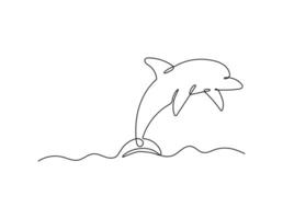 Dolphin continuous one line drawing.. vector