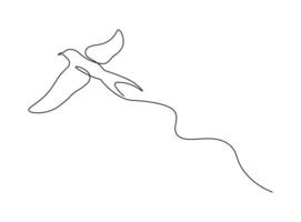 Swallow one continuous line isolated on white background. Bird illustration vector