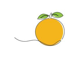 Orange continuous one line drawing on a white isolated background. vector