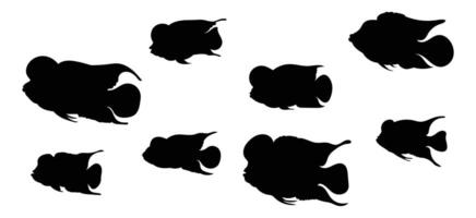 Silhouette set of unique fish isolated on white background vector