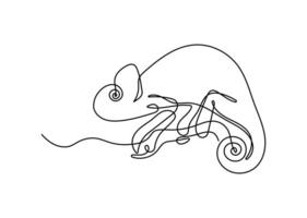 Chameleon in continuous line art drawing style. Minimalist black linear sketch isolated on white background. vector