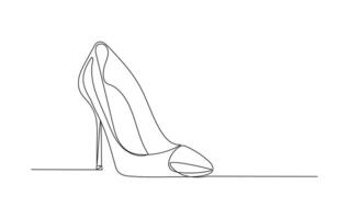Elegant High-heeled shoe in continuous line art drawing style. Women stiletto heels with platform sole minimalist black linear sketch isolated on white background. vector