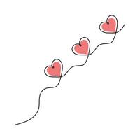 Heart Continuous line art drawing abstract love symbol. vector
