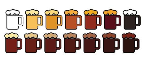 Beer Mug Icon - Line and Filled Beer Color Styles on Transparent vector