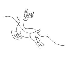 Deer continuous one line drawing on a white isolated background vector