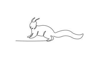 Squirrel continuous one line drawing on a white isolated background vector
