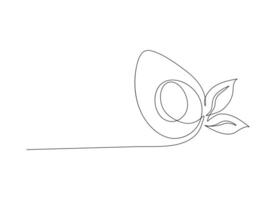 Avocado sketch in one continuous line vector