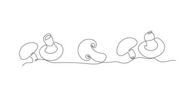 Mushroom in continuous line art drawing style. Minimalist black linear sketch isolated on white background.. vector