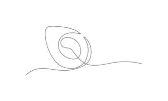 Avocado in continuous line art drawing style. Minimalist black linear sketch isolated on white background... vector