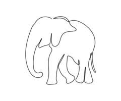 Elephant continuous one line drawing on a white isolated background.. vector