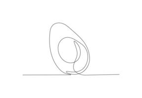 Avocado in continuous line art drawing style. Minimalist black linear sketch isolated on white background.. vector