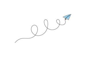 Continuous Single Line Drawing Line of Paper Plane Isolated on White Background vector