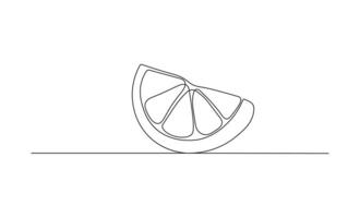 Orange slice in continuous line art drawing style. Fruit minimalist black linear sketch isolated on white background. vector