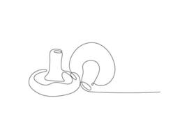 Mushroom in continuous line art drawing style. Minimalist black linear sketch isolated on white background. vector