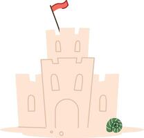 Sandcastle with Flag and Shell vector
