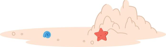 Beach Scene with Starfish and Shell vector
