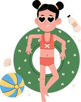 Girl Relaxing with Pool Float vector