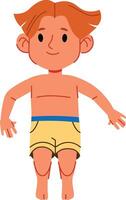 Smiling Boy in Swim Trunks vector