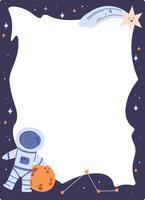 Space-Themed Frame with Astronaut vector