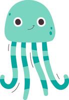 Smiling Jellyfish with Tentacles vector