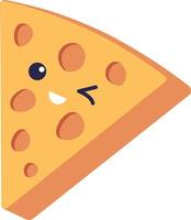 Cheese Slice with Cute Face Character vector