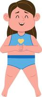 Smiling Child Girl with Heart Symbol vector