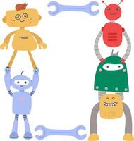 Stacked Robots with Wrenches Frame vector