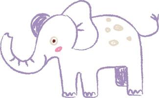 Crayon Elephant Childish Doodle vector