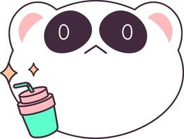 Adorable Panda with Drink Frame vector