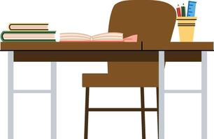 Study Desk with Chair and Books vector